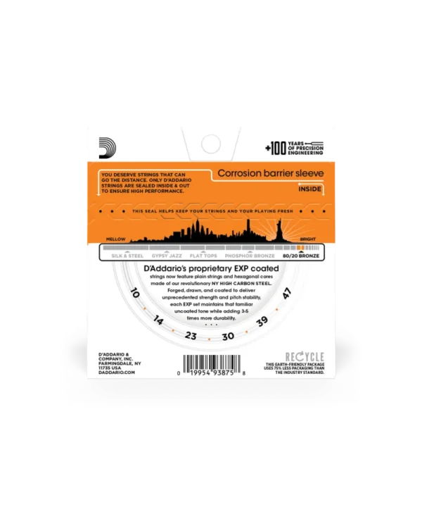 D'ADDARIO EXP10 Coated 80/20 Bronze Extra light 010-047 - immagine 2